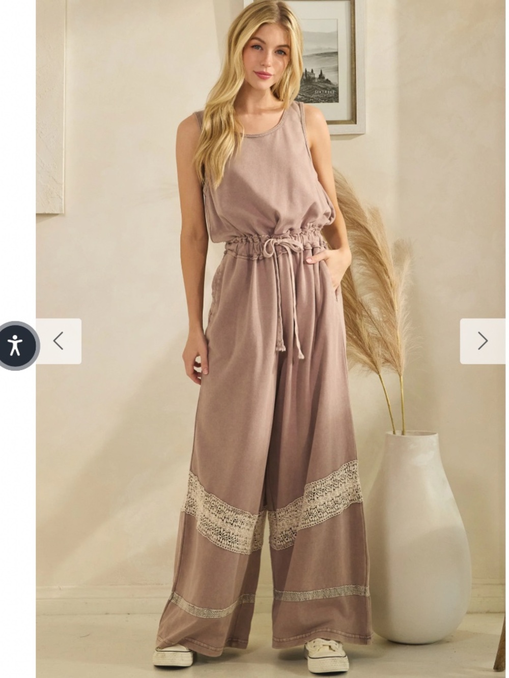 Sleeveless Wide-Leg Jumpsuit in Dusty Mauve